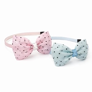 2 pcs bow design hairbands for baby girls  soft fabric comfortable amp stretchable  2-piece hair accessories set for toddlers  pink purple white amp blue hairbands  mixed colours