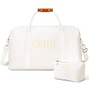 2 Pcs Bride Travel Bag Bridal Shower Gifts for Women Bridal Shower Weekender Bags Shoulder Duffle Bag for Wedding Engagement Honeymoon(White,9.06 x 3.94 x 3.94 Inches,Cotton Canvas)