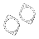 povtii 2 PCS Car Exhaust Gasket, 3.0"×4.3" Stainless Steel High-Temp Resistant Exhaust Gasket Replacement, 2-Bolt Standard Oval Exhaust Flange Gasket for Axleback, Car Accessories (3 Inch)
