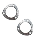2 PCS Car Exhaust Pipe Interface Gasket, 3" Three-Hole Stainless Steel Gasket High Temperature Resistant Muffler Flange Gasket, Modification Replacement Accessories, for Most Models (Silver)