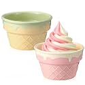 2 Pcs Ceramic Ice Cream Bowl 9 oz Porcelain Waffle Cone Cup, Green,Yellow