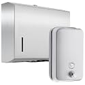 2 Pcs Commercial Soap Dispenser and Paper Towel Dispenser Set with Lock-Stainless Steel,Wall Mount,Large Capacity Manual Liquid Pump Rust Proof Leak Free for Home Bathroom (500 ml,Style 2)
