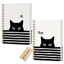 2 Pcs Cute Cat Spiral Notebook, Cute Gifts Journaling Notebooks for Work, College Ruled Notebook Journal, Peeking, Office Home College Supplies Cat Themed Gifts for Girls Teens Colleagues