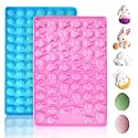 2 PCS Easter Silicone Molds,58 Cavity Easter Egg Mold &amp;83 Cavity Rabbit Bunny Mini Silicone Mold for Easter Party Baking Gummy, Candy, Chocolate, Cookie, Jelly,Pet Dog Treats Mold