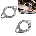 2 PCS Exhaust Gasket, 2 Bolt 2.5" Flange Interface Sealing Gasket, High Temperature Resistant Muffler Gasket with Flange Hexagonal Head Bolts and Nuts, for Most Cars Trucks (Silver)