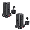 2 Pcs Extension Cord with Multiple Outlets, SMALLRT Power Strip Tower, Outlet Extender with 12 AC Outlets 4 USB, 6.5FT Extension Cord for Home Office Dorm Room, Overload Protection