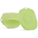 2 PCS Face Scrubber, Soft Silicone Face Exfoliator with Suction Cup for Man and Women Deep Skin Clean, Gentle Facial Cleaning Brush Suitable for All Sensitive Skin (Green)