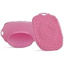 2 PCS Face Scrubber, Soft Silicone Face Exfoliator with Suction Cup for Man and Women Deep Skin Clean, Gentle Facial Cleaning Brush Suitable for All Sensitive Skin (Pink)