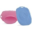 2 PCS Face Scrubber, Soft Silicone Face Exfoliator with Suction Cup for Man and Women Deep Skin Clean, Gentle Facial Cleaning Brush Suitable for All Sensitive Skin (Pink+Blue)