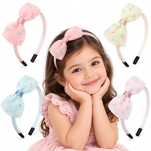 2 pcs hairbands for baby girls floral mesh bow headband for girls kids
