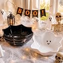 2 Pcs Halloween Candy Bowls Spider Ghost Ceramic Bowls