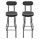 2 Pcs High Chairs, 34.6 in H Portable Folding Bar Stool with Backrest + Soft Cushion, X-Shaped Frame for Outdoor Indoor Kitchen Camping Fishing. (Black)