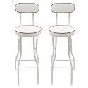 2 Pcs High Chairs, 34.6 in H Portable Folding Bar Stool with Backrest + Soft Cushion, X-Shaped Frame for Outdoor Indoor Kitchen Camping Fishing. (White)