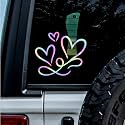 (2 Pcs Hologram 5.6'' x 4.8'') - No Background - Waterproof of 3 Hearts Silhouette Sticker Decal for Laptops, Water Bottles, Cars, Trucks, Wall Ideal Gift - 925VER1K15322HO
