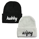 2 PCS Hubby and Wifey Beanie for Men Women, Acrylic Embroidered Couple Gifts Knit Cuff Beanies Hat