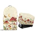 2 Pcs Kitchen Appliance Dust Covers with Drawstring Hem for Countertop Stand Mixer Food Processor Blender and Toaster Maker Oven Protector Covers Mushroom Leaf Beige