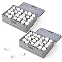 2 Pcs Light Bulb Organizer Storage Box Ornament Storage with 30 Dividers Foldable Bulbs Organizer with Lid Sturdy PP Board Fits Various Standard Dustproof Fabric Case for Home Vbs (Grey)