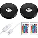 2 Pcs Light LED Base, Wood LED Display Base for Glass Art Decor, Black