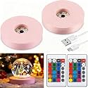 2 Pcs Light LED Base, Wood LED Display Base for Glass Art Decor, Pink
