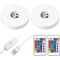 2 Pcs Light LED Base, Wood LED Display Base for Glass Art Decor, White