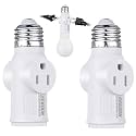 2 Pcs Light Socket to Plug Adapter, E26 Outlet Converter,White