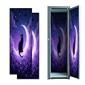 2 Pcs Locker Magnetic Wallpaper Black Cat Crescent Moon Purple Roses Bats Night Sky 12" x 36" Wall Magnetic Sticker Removable Locker Accessories Decor Easy Install for Office School