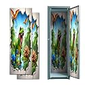 2 Pcs Locker Magnetic Wallpaper Colorful Dinosaur Jungle Adventure T Rex Triceratops Pterodactyls 12" x 36" Wall Magnetic Sticker Removable Locker Accessories Decor Easy Install for Office School
