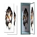 2 Pcs Locker Magnetic Wallpaper Curious Cat Poking Torn Paper Wall Large Eyes Soft Paws 12" x 36" Wall Magnetic Sticker Removable Locker Accessories Decor Easy Install for Office School