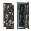 2 Pcs Locker Magnetic Wallpaper Detailed Skull Vintage Ink Style 12" x 36" Wall Magnetic Sticker Removable Locker Accessories Decor Easy Install for Office School