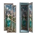 2 Pcs Locker Magnetic Wallpaper Fake Window Windows Open Nature Wall Forest Lake Scene 12" x 36" Wall Magnetic Sticker Removable Locker Accessories Decor Easy Install for Office School
