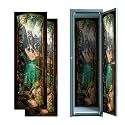 2 Pcs Locker Magnetic Wallpaper Mountain Lake Forest Tree Faux Window Landscape Natural 12" x 36" Wall Magnetic Sticker Removable Locker Accessories Decor Easy Install for Office School