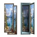 2 Pcs Locker Magnetic Wallpaper Mountain Lake Forest Tree Faux Window Landscape Natural 12" x 36" Wall Magnetic Sticker Removable Locker Accessories Decor Easy Install for Office School