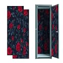 2 Pcs Locker Magnetic Wallpaper Red Roses Floral Dark Blue 12" x 36" Wall Magnetic Sticker Removable Locker Accessories Decor Easy Install for Office School