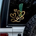 (2 Pcs Metallic Gold 12.9'' x 11.0'') - No Background - Waterproof of 3 Hearts Silhouette Sticker Decal for Laptops, Water Bottles, Cars, Trucks, Wall Ideal Gift - 925VER1K15326GO