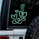 (2 Pcs Mint 6.6'' x 5.6'') - No Background - Waterproof of 3 Hearts Silhouette Sticker Decal for Laptops, Water Bottles, Cars, Trucks, Wall Ideal Gift - 925VER1K15323MI