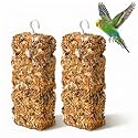 2 PCS Natural Bird Grain Treat Sticks, Blend Foraging Toys for Stress Relief, Metal Hook, for Budgies, Cockatiels, Lovebirds, Conures, Parakeets, Small to Medium Birds