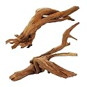 2 Pcs Natural Large Driftwood for Aquarium, Aquarium Driftwood Freshwater 12-16 Inch, Assorted Size Mopani Wood, Twisted Branches for Fishtank Accessories, Reptile Terrariums Decorations
