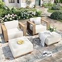 MIXPATIO 4 Pcs Outdoor Patio Furniture Set with 10" Extra Thick Cushions