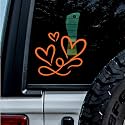 (2 Pcs Pastel Orange 6.6'' x 5.6'') - No Background - Waterproof of 3 Hearts Silhouette Sticker Decal for Laptops, Water Bottles, Cars, Trucks, Wall Ideal Gift - 925VER1K15323PO