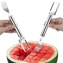 2 Pcs Pujara Watermelon Cutter Slicer Fruit Tool,2024 Watermelon Cutter,2-in-1 Stainless Steel Fruit Knife Watermelon Fork Slicer for Outdoor Parties and Family Dinners
