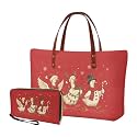 2 PCS Purse and Wallet Set for Women, Lightweight Large Top Handle Purse with PU Wallet for Work Party Shopping
