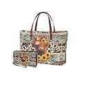 2 PCS Purse and Wallet Set for Women, Lightweight Large Top Handle Purse with PU Wallet for Work Party Shopping