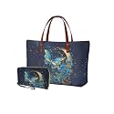 2 PCS Purse and Wallet Set for Women, Lightweight Large Top Handle Purse with PU Wallet for Work Party Shopping