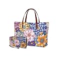 2 PCS Purse and Wallet Set for Women, Lightweight Large Top Handle Purse with PU Wallet for Work Party Shopping