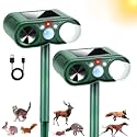 2 PCS Sonic Fortress Pro Deer Repellent Solar Animal Repeller for Garden USB Cat Repellent Outdoor with Light to Scare Fox Squirrel Raccoon Skunk Rabbit Deterrent for Yard