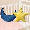 Beeveer 2 Pcs Moon Star Pillow for Kids, Soft Velvet Nursery Decor