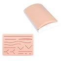 2 Pcs Suture Pad Suture Practice Pad Realistic Three-Layer Silicone Skin Kit with 14 Pre-Cut Wounds, Medical Students Training