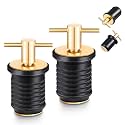 2 Pcs T-Handle Boat Drain Plug Brass Drain Snap Plug for Boat Marine 1 Inch