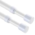 2 Pcs Tension Rod, OEH Tension Curtain Rod, No Drilling Rustproof Tension Rods for Windows 28 to 48 inch, Spring Adjustable Tension Rods for Closet, Bathroom, Kitchen, Cupboard, White (28-48 inch)