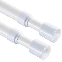 2 Pcs Tension Rod, OEH Tension Curtain Rod, No Drilling Rustproof Tension Rods for Windows 22 to 35 inch, Small Tension Rod, Adjustable Tension Rods for Closet, Windows, Kitchen, White (22-35 inch)
